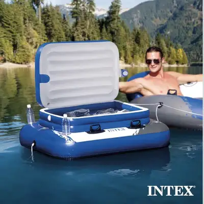 Brand New in Box! Intex Inflatable Mega Chill II 72 Can Beverage Cooler Float with Lid Going somewhe...