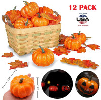 12Pcs 8.5cm Foam Pumpkins Artificial Mini Fall Halloween Decor