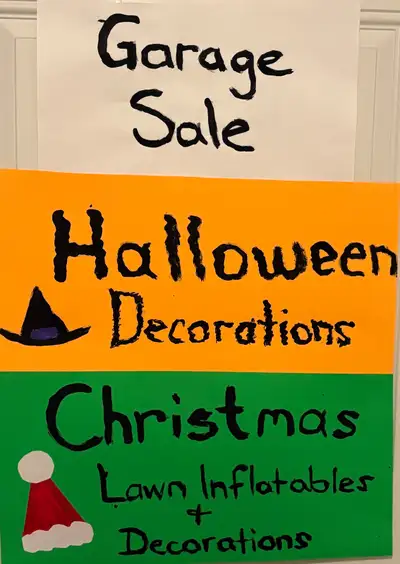 Christmas lawn inflatables, decorations, and Halloween decor. VINTAGE Fall, Halloween and Christmas...