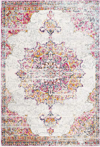 Timeless Springtime Mosaic Accent Rug in New Condition