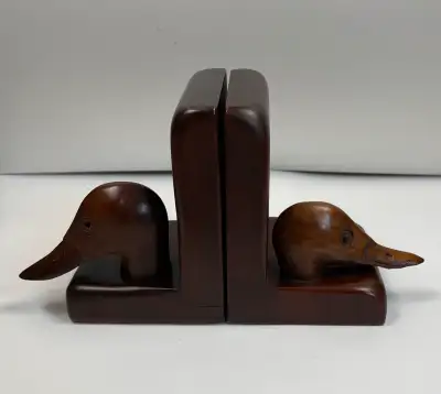 Wood Bookends - Mallard Head - Duck Bookends , View more