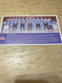 NHL 1994-95 or 1995-96 Quebec Nordiques team postcard