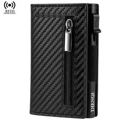 DIENQI RFID Blocking Carbon Fibre Wallet with Zipper Pocket, View more