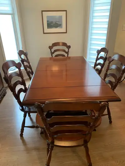 SOLID MAPLE table chairs and hutch, View more