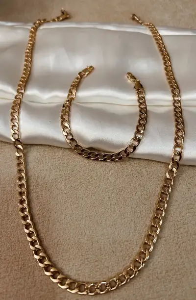 14k gold filled necklace and bracelet , View more