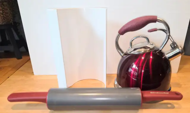 Red Wolfgang Puck S.S.Tea Kettle plus Kitchen Aid Rolling Pin63694106658817120