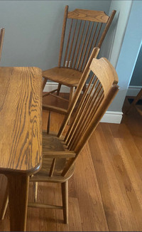 Solid Oak High Back Dinner Chairs