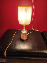 Vintage Brass and Glass Table Lamp 16in Tall
