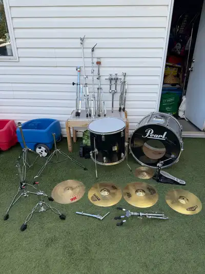 Assorted drum stuffs for drum set Here are the prices from right to left Pearl Export 22” steel bass...