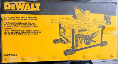 New in box DEWALT Compact Portable Jobsite Table Saw 8 1/4” 15 Amp. Tool only. Model #DWE7485 Check...