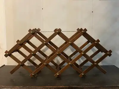 Vintage MCM Folding Accordion Wooden Wine Rack 12 Bottle, View more