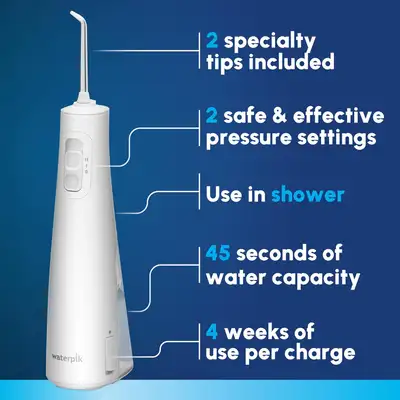Waterpik Cordless Rechargeable Water Flosser with 2 Tips, ADA Ap, View more