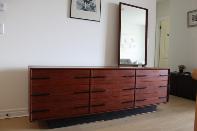 Mid Century Teak Dresser with Mirror in Dressers & Wardrobes in Markham / York Region