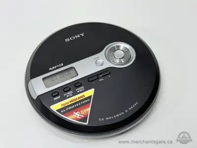 Sony D-NE240 portable CD Walkman. Supports audio CDs and MP3 CDs. Unit powers on and buttons respond...