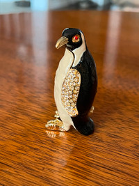 Jewelled Enamel Penguin Trinket Box