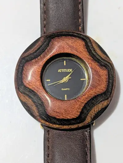 Vintage Attitude Quartz Watch – Faux Woodgrain Look, Working, View more