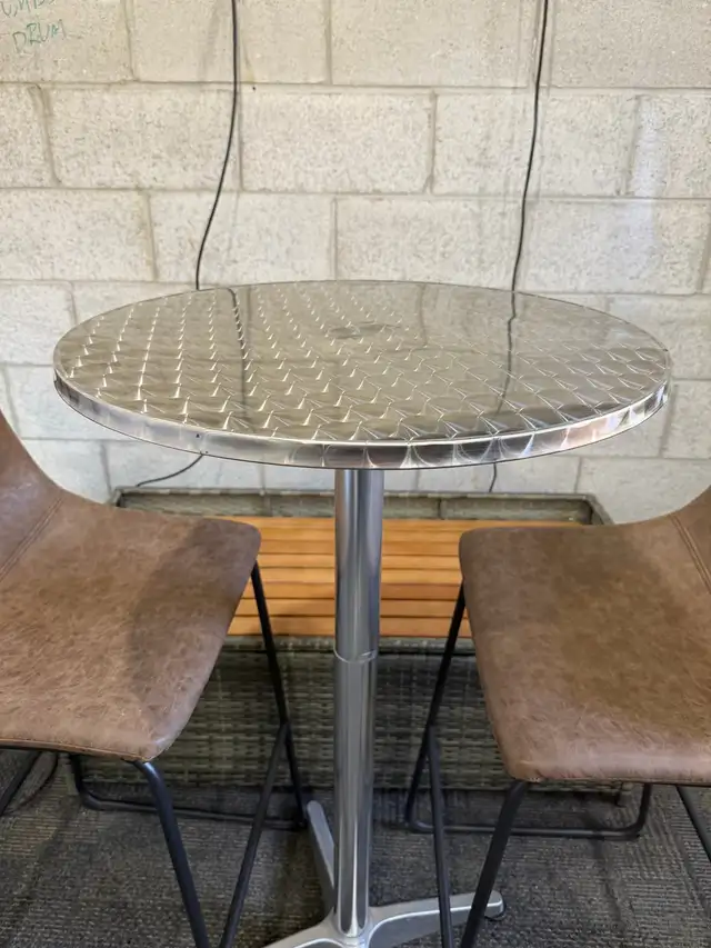 Brown Faux Leather Bar Stool and Round Metal Table in Other Tables in City of Toronto - Image 4