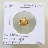 2019 Canada Maple Leaf Pure .9999 Gold Proof 25 Cent Coin!