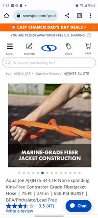 Marine grade 50' water hose non marring