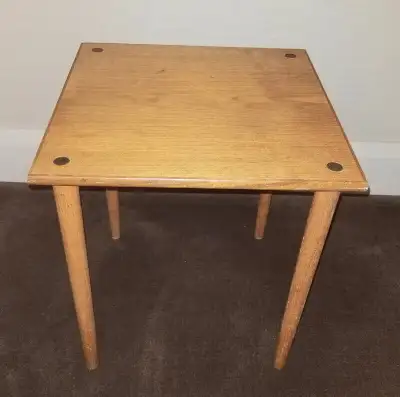 Dux Sweden MCM Mid Century Modern Teak and Brass Side Table, View more