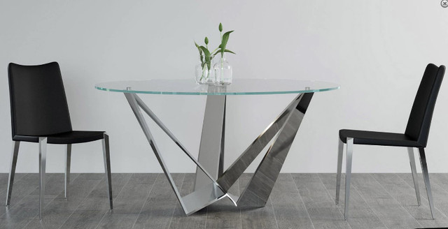 SERRA  48" ROUND DINING TABLE - GLASS CLEAR in Dining Tables & Sets in Oakville / Halton Region