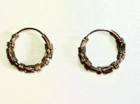 Sterling Silver Bali Hoop Earrings-Unisex-$20.00