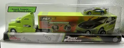 FAST & FURIOUS KENWORTH TRANSPORTER W/ 1995 MITSUBISHI ECLIPSE, View more