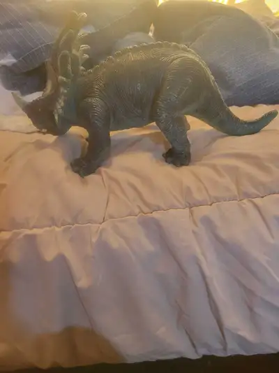 Large Plastic Green/Black Triceratops Toy Dinosaur, View more