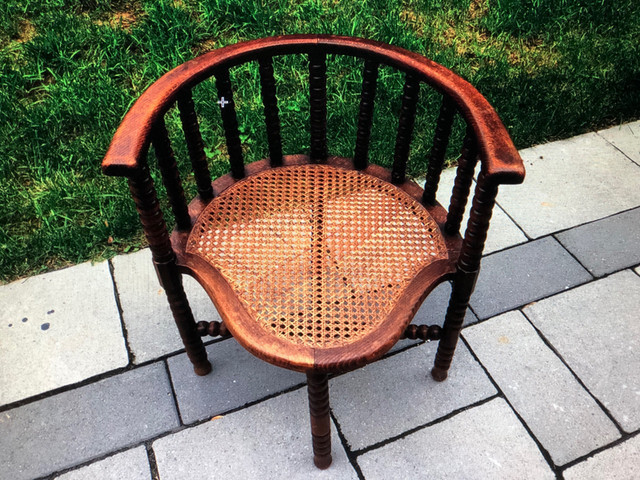 Antique Bobbin Turned Corner Chair With Cane Seat in Arts & Collectibles in Oshawa / Durham Region