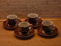 Cappuccino Espresso Latte Speed boating cup'n saucer set of 4
