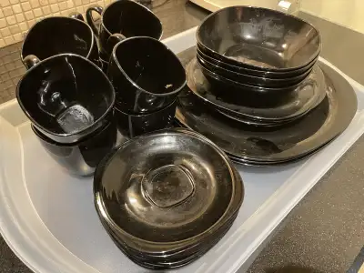Luminarc France dinner and tea set black rare, View more