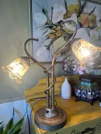 Lampe vintage 2 globes en verre 