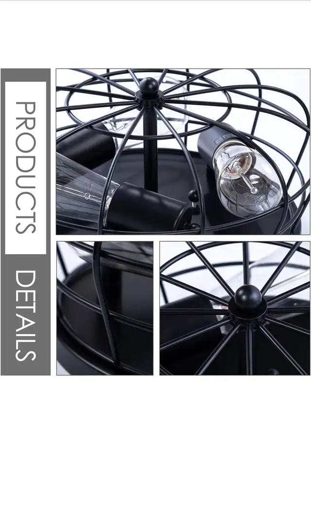Industrial 3-Light Rustic Semi Flush Mount Ceiling Light, in Indoor Lighting & Fans in Mississauga / Peel Region - Image 3
