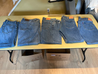 5 pair of Men’s jeans 38x32 - 3-Levi’s,1-Eddie Bauer 1- GAP 