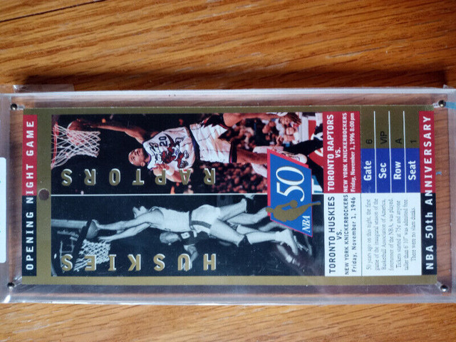 NBA 50TH Anniversary Opening Game Ticket Huskies Raptors NBA in Arts & Collectibles in St. Catharines - Image 2