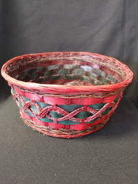 Green and Red Wicker Basket