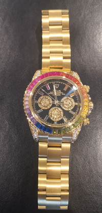 Rainbow Circle Diamond Gold Watch
