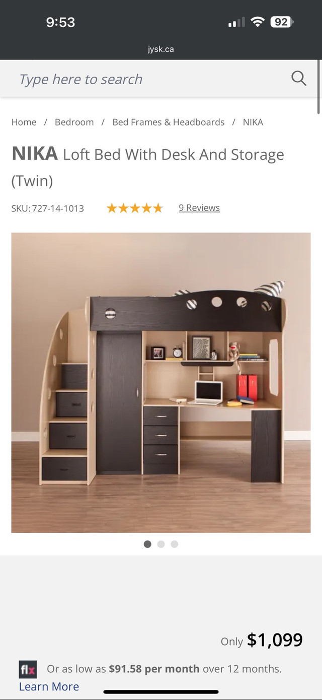 Bunk bed with desk space and office chair in Beds & Mattresses in Oakville / Halton Region - Image 2