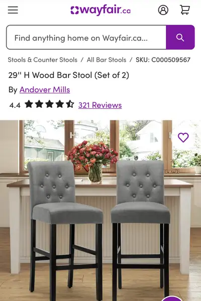 29'' H Wood Bar Stool (Set of 2)ByAndover Mills, View more