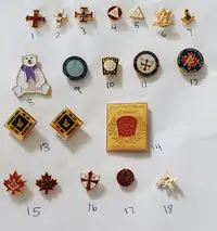 Varieties of Vintage Masonic Lapel Pins. Individually priced