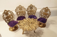 Vintage Rare Brass Miniature Table & Chairs  From Saudi Arabia