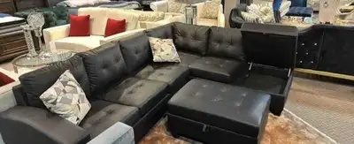6 Seater Leather Sectional Sofa | Brand New | Never Used, View more