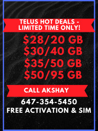 TELUS DEALS (UNLIMITED CALLS TO USA, INDIA, PAKISTAN & 25 OTHERS