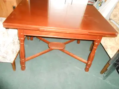 Solid wood table with built-in extension, View more