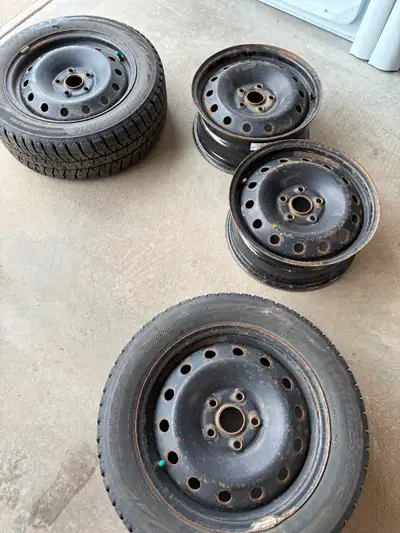 Sized for 205/55R16 tires. Previously on a 2017 Golf Sportwagen. Two of the wheels still have tires...