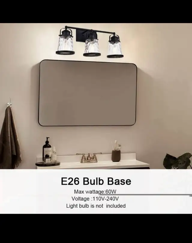 Bathroom Vanity Lights Black 3-Light Industrial Vintage Sconces  in Indoor Lighting & Fans in Hamilton - Image 7