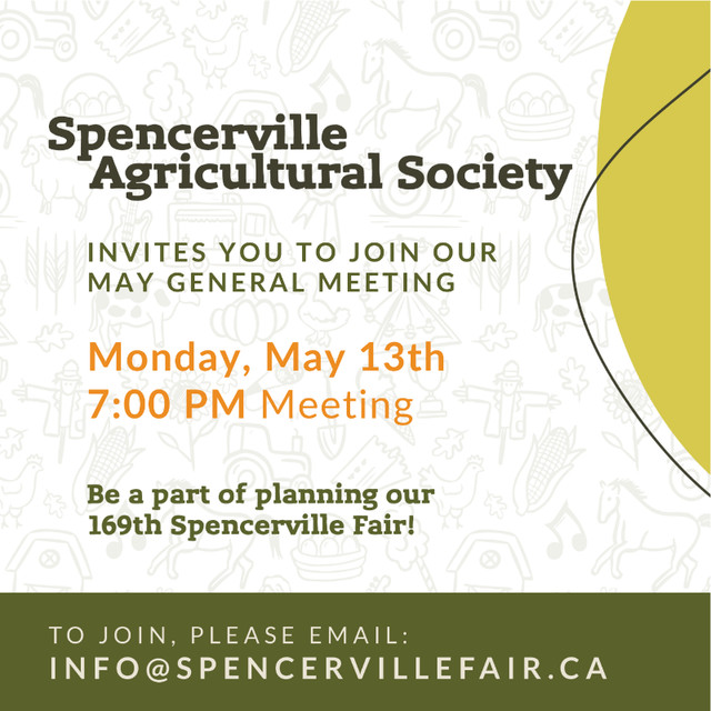 Spencerville Agricultural Society, May Meeting in Events in Brockville