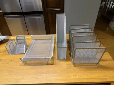 Staples Metal Mesh 4-Piece Desk Organizer Set - Silver, View more