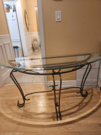 Metal and glass console hall table 