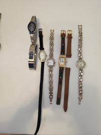 Group of 6 ladies watches, plus 1 new replacement leather strap
